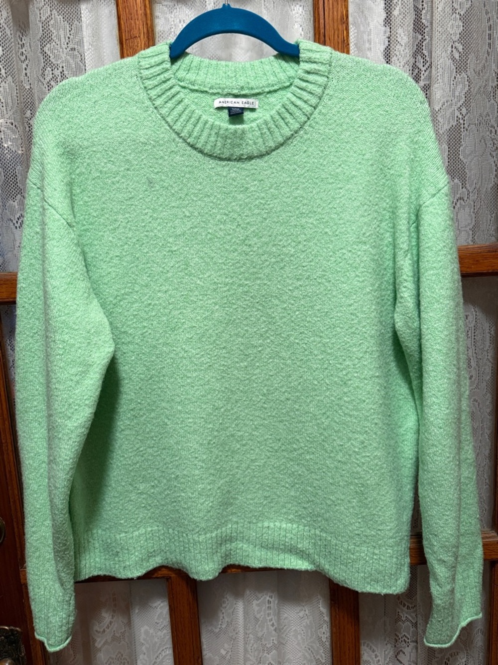 American Eagle Light Green Crewneck Sweater